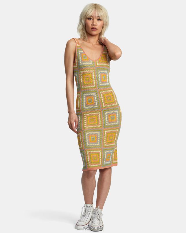 Clothing V84B1260 guava RVCA Women Squared Crochet Dress