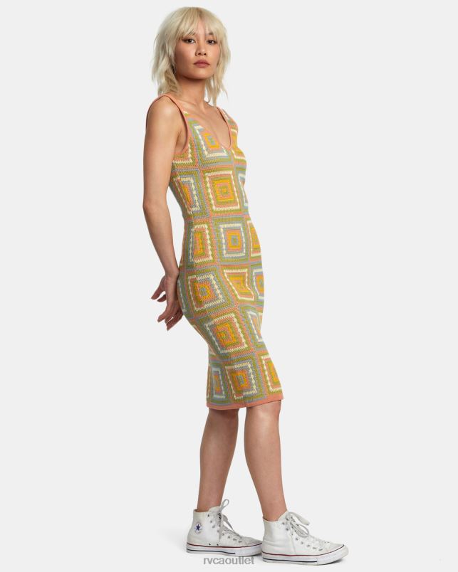 Clothing V84B1260 guava RVCA Women Squared Crochet Dress