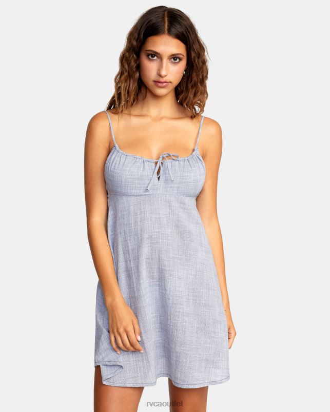 Clothing V84B1269 blue grey RVCA Women Houndstooth Overtime Mini Sun Dress
