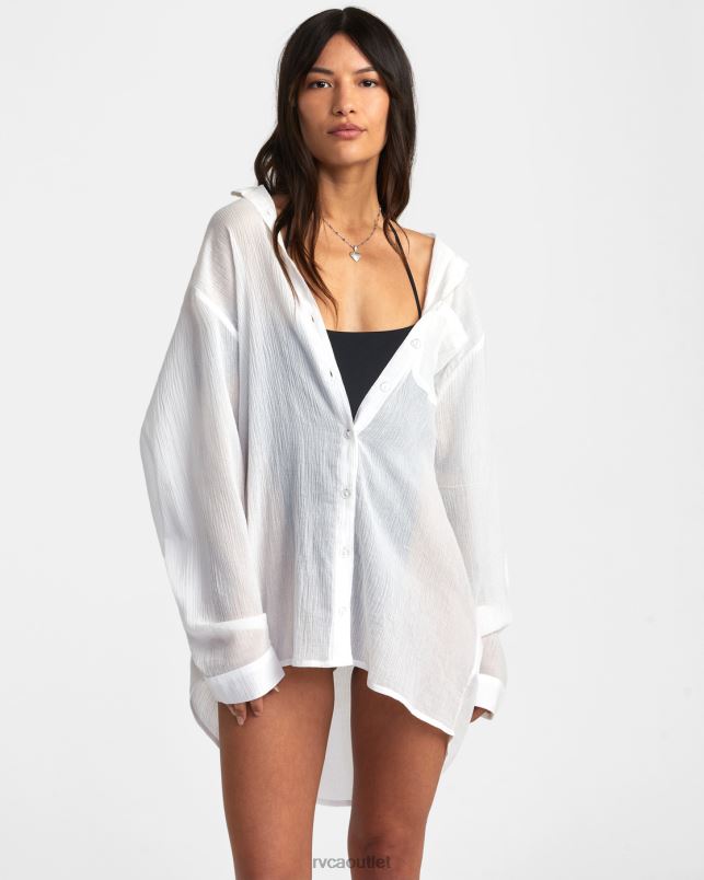 Clothing V84B1303 whisper white RVCA Women Gimme Shirt Dress