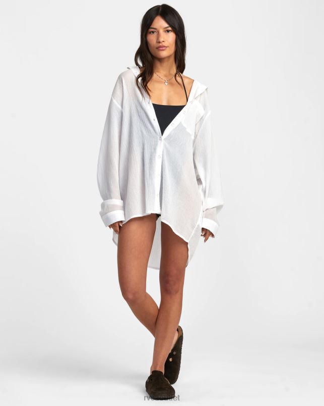 Clothing V84B1303 whisper white RVCA Women Gimme Shirt Dress