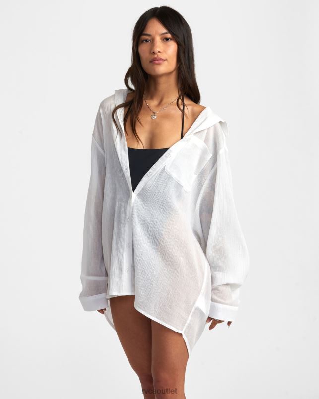Clothing V84B1303 whisper white RVCA Women Gimme Shirt Dress