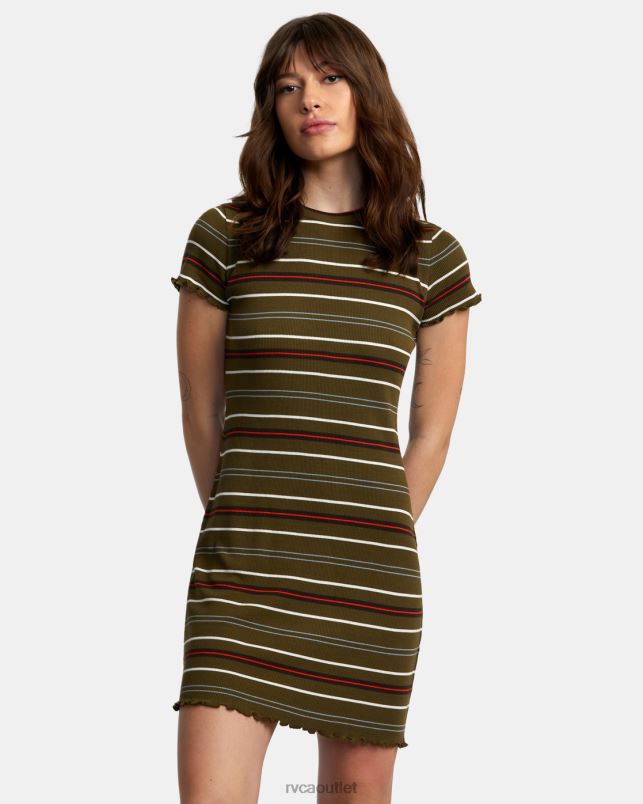 Clothing V84B1341 dark olive RVCA Women Rover Rib Knit Dress