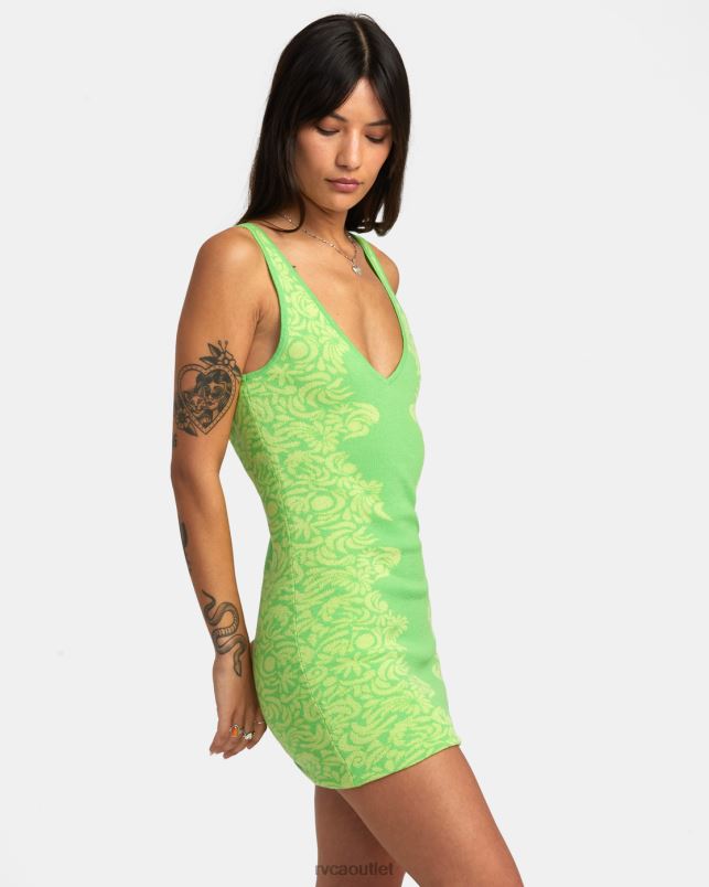 Clothing V84B1373 green flash RVCA Women Mai Tai Knitted Bodycon Dress