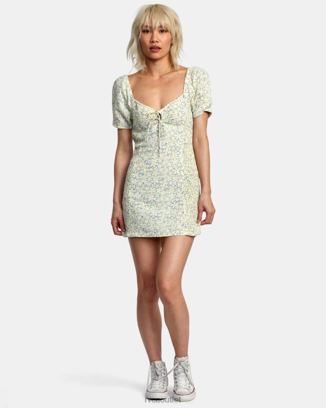 Clothing V84B1407 lemon RVCA Women Gretel Linen Dress