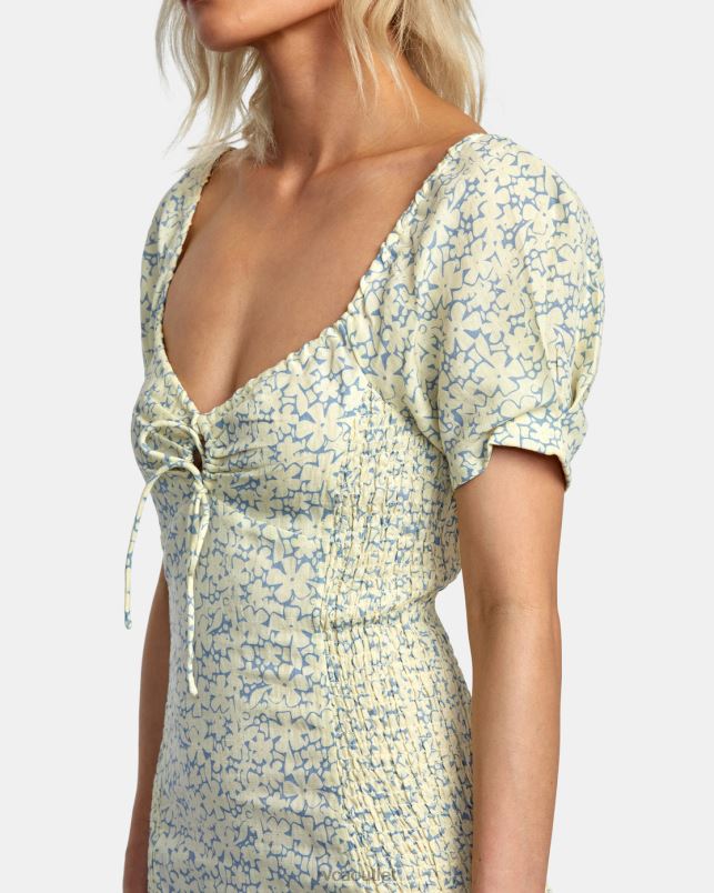 Clothing V84B1407 lemon RVCA Women Gretel Linen Dress
