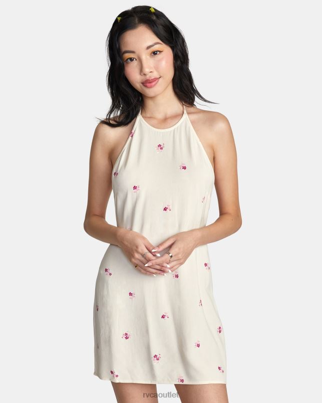 Clothing V84B1450 cream RVCA Women Straight On Halter Dress