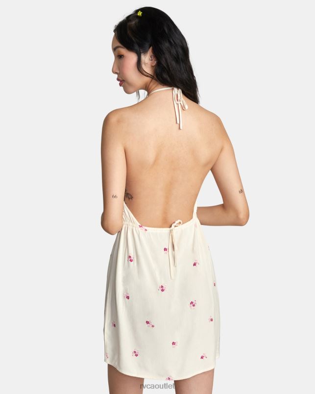 Clothing V84B1450 cream RVCA Women Straight On Halter Dress