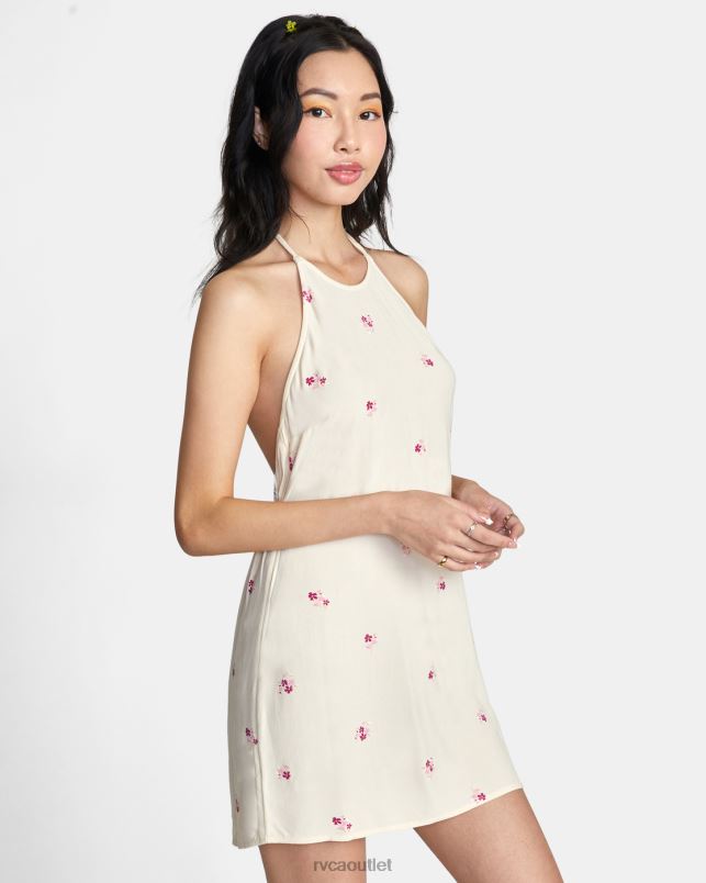 Clothing V84B1450 cream RVCA Women Straight On Halter Dress