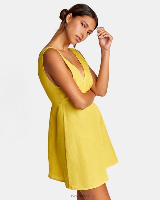 Clothing V84B1529 gold RVCA Women Linen Shifty Romper