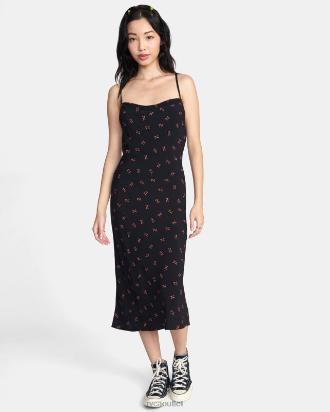 Clothing V84B1533 black RVCA Women Phoebe Midi Dress
