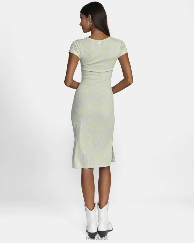 Clothing V84B1570 lime yellow RVCA Women Partition Midi Dress