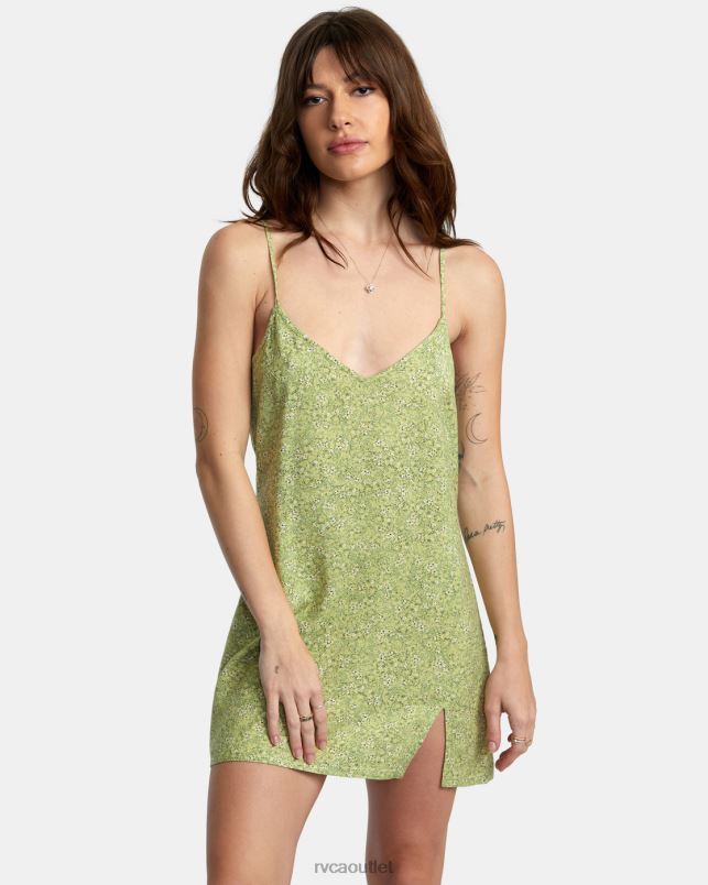 Clothing V84B1600 fern RVCA Women Slip Up Mini Dress