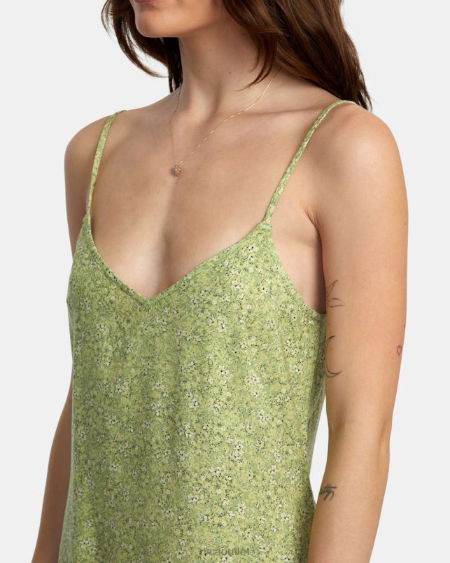 Clothing V84B1600 fern RVCA Women Slip Up Mini Dress