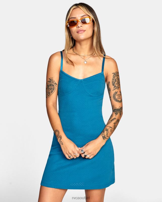 Clothing V84B1626 snorkel blue RVCA Women Just Friends Pointelle Midi Dress