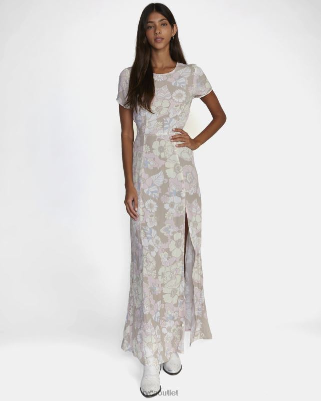 Clothing V84B1694 dark khaki RVCA Women Lunch Date Maxi Dress