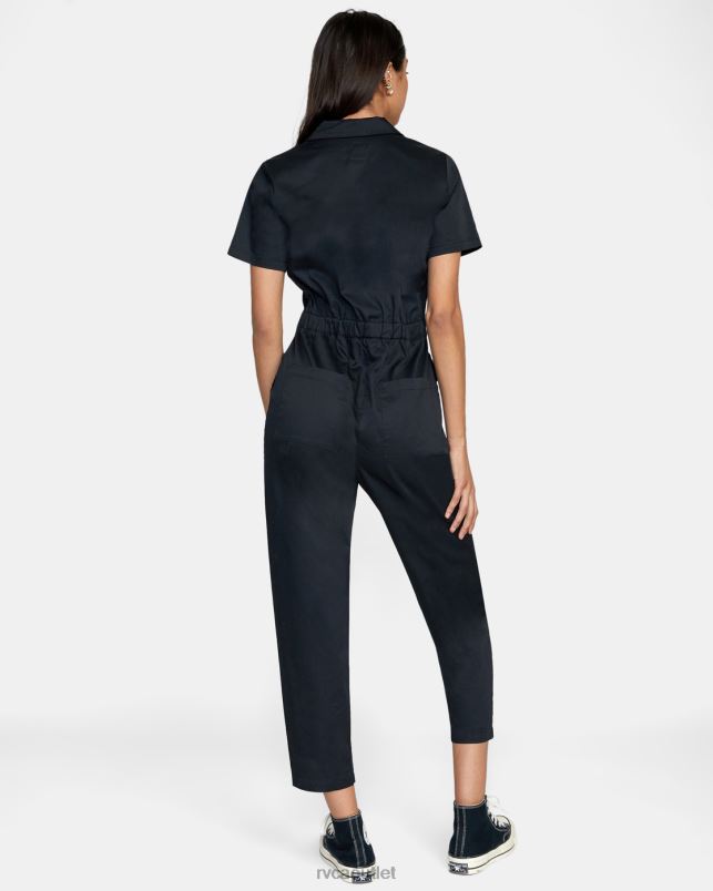 Clothing V84B833 black RVCA Women Recession Collection Jumpsuit