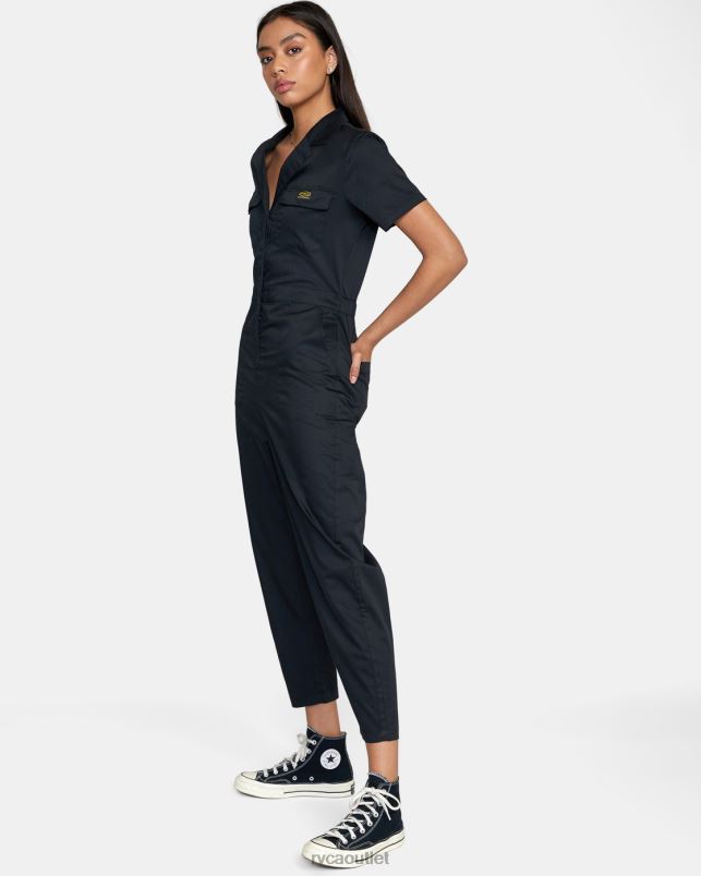 Clothing V84B833 black RVCA Women Recession Collection Jumpsuit