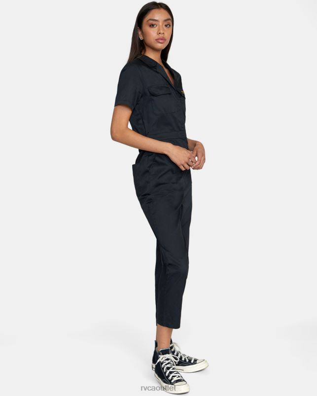 Clothing V84B833 black RVCA Women Recession Collection Jumpsuit