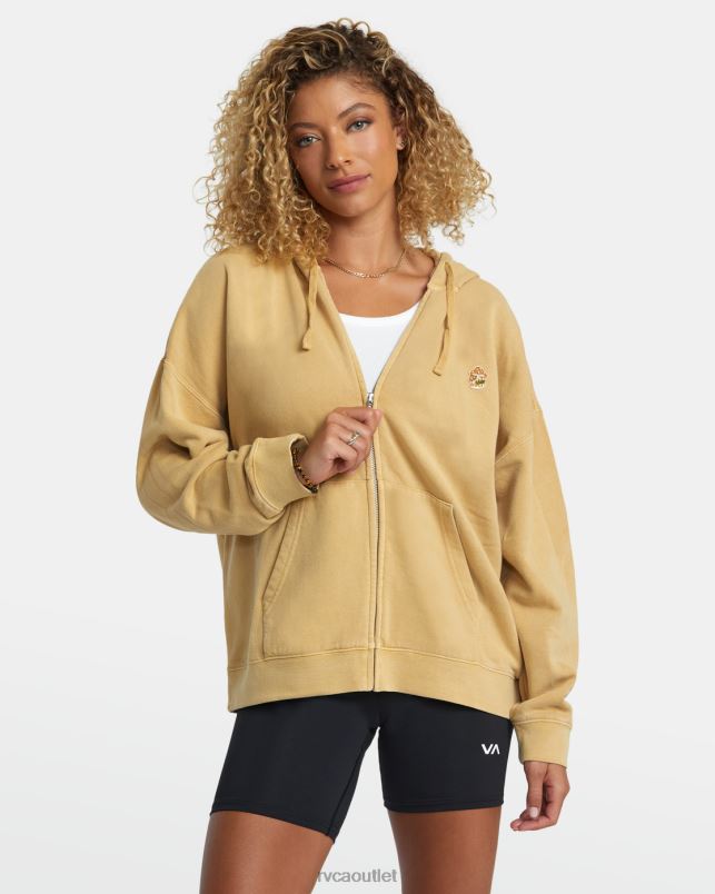 Clothing V84B1155 straw RVCA Women Fungi Zip-Up Hoodie