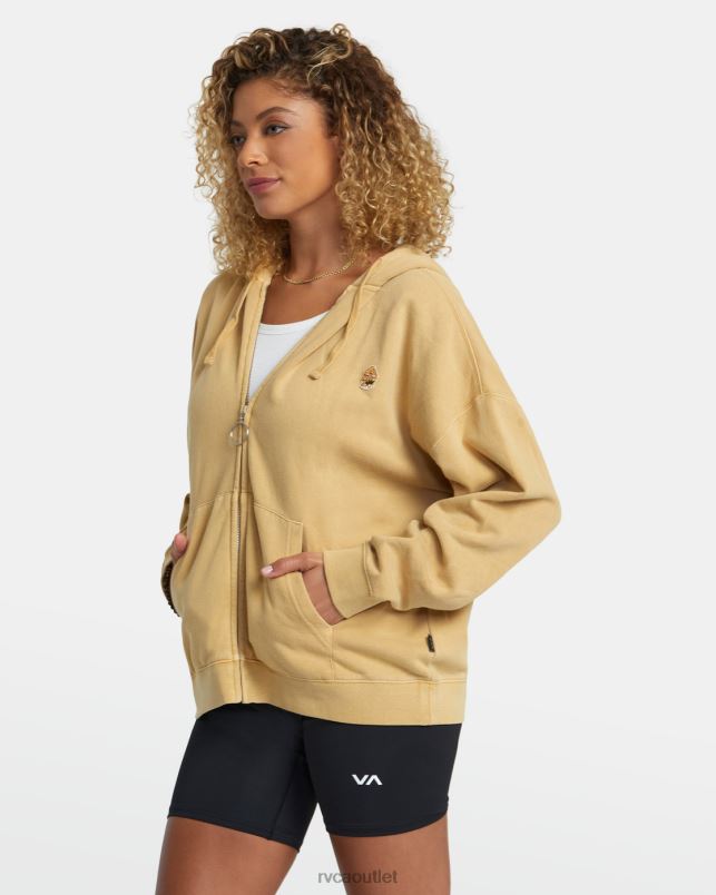Clothing V84B1155 straw RVCA Women Fungi Zip-Up Hoodie