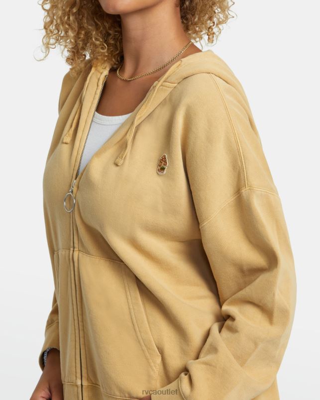 Clothing V84B1155 straw RVCA Women Fungi Zip-Up Hoodie