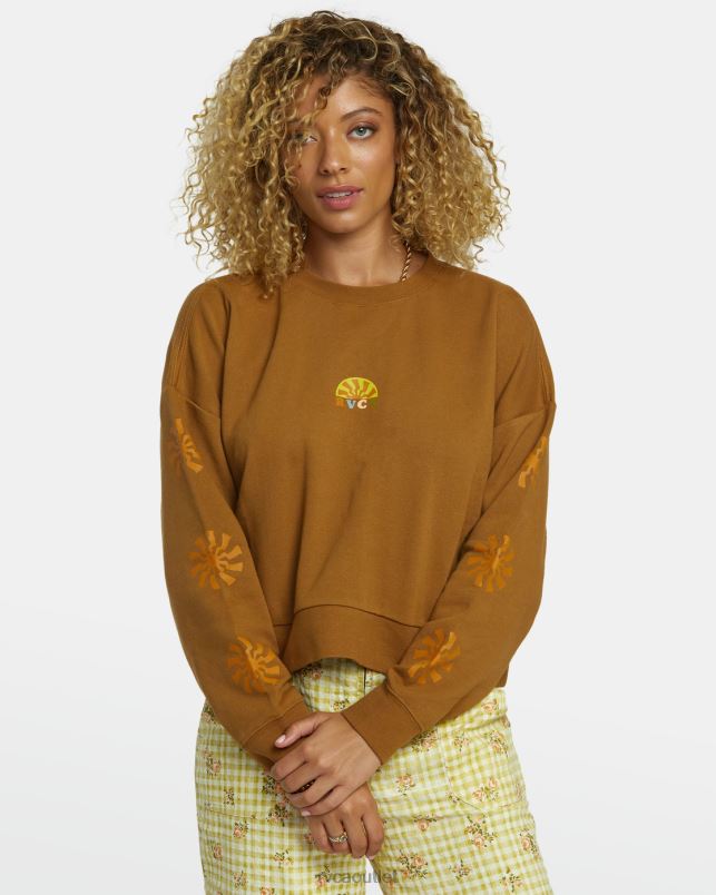 Clothing V84B1251 sienna RVCA Women Shine Cropped Sweatshirt