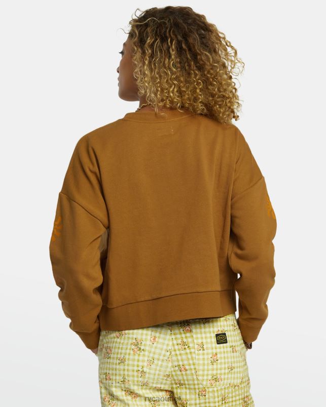 Clothing V84B1251 sienna RVCA Women Shine Cropped Sweatshirt