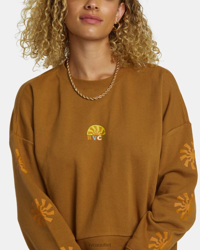 Clothing V84B1251 sienna RVCA Women Shine Cropped Sweatshirt