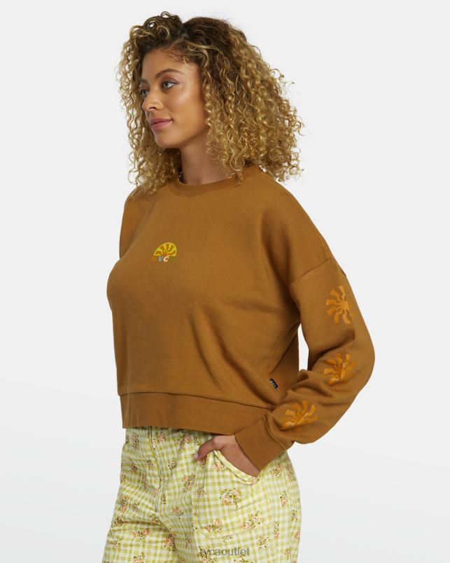 Clothing V84B1251 sienna RVCA Women Shine Cropped Sweatshirt