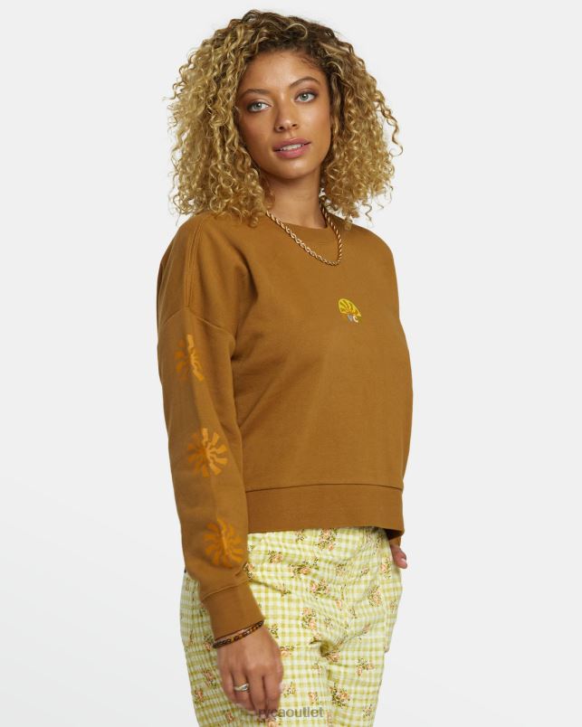 Clothing V84B1251 sienna RVCA Women Shine Cropped Sweatshirt