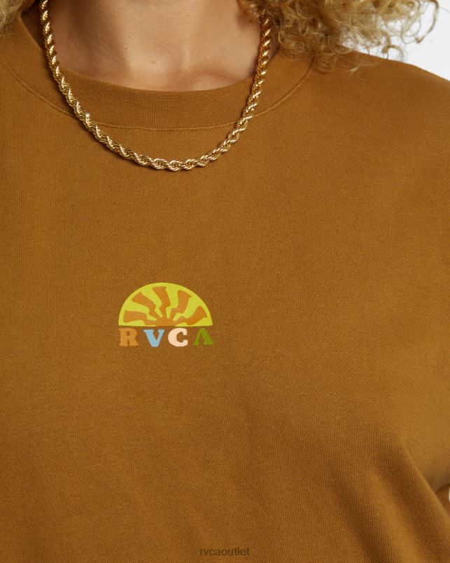 Clothing V84B1251 sienna RVCA Women Shine Cropped Sweatshirt