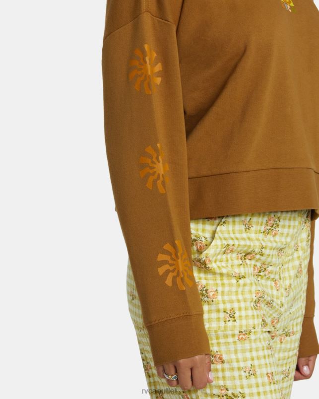 Clothing V84B1251 sienna RVCA Women Shine Cropped Sweatshirt