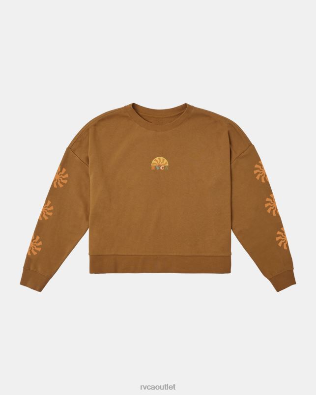 Clothing V84B1251 sienna RVCA Women Shine Cropped Sweatshirt