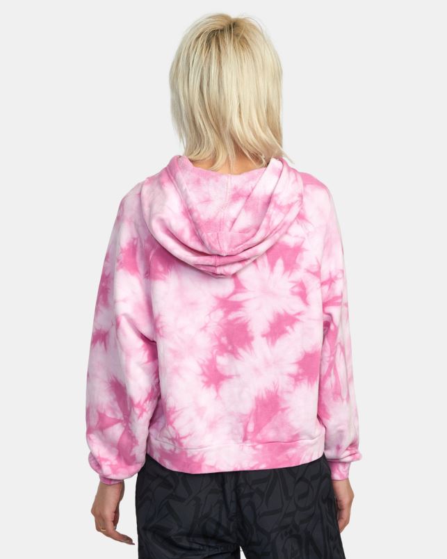Clothing V84B1401 rose pink RVCA Women Thug Rose Cropped Hoodie
