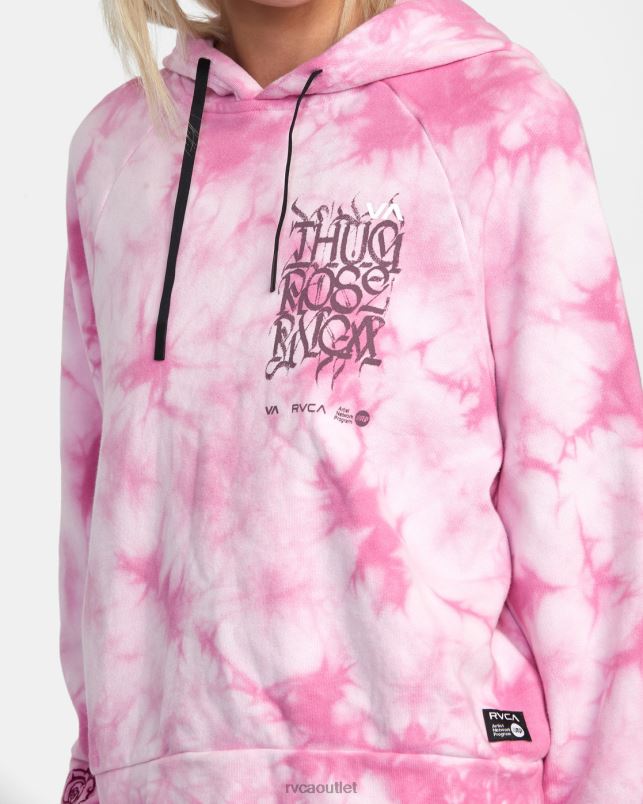 Clothing V84B1401 rose pink RVCA Women Thug Rose Cropped Hoodie
