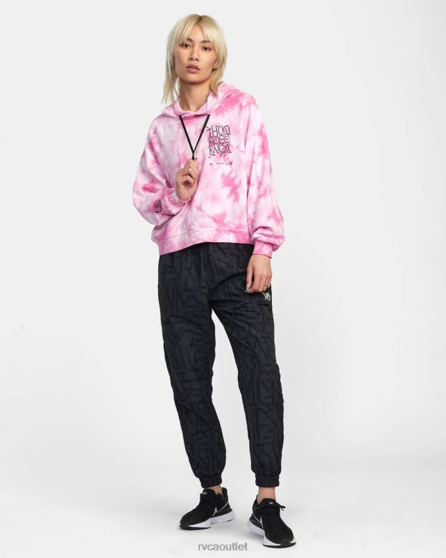 Clothing V84B1401 rose pink RVCA Women Thug Rose Cropped Hoodie