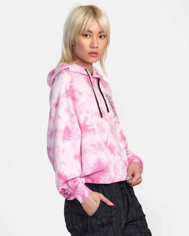 Clothing V84B1401 rose pink RVCA Women Thug Rose Cropped Hoodie