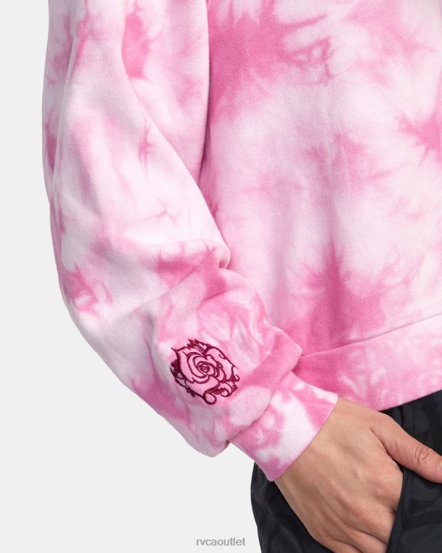 Clothing V84B1401 rose pink RVCA Women Thug Rose Cropped Hoodie