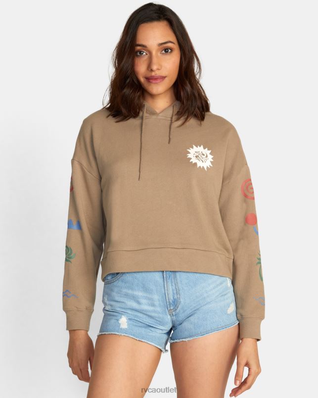 Clothing V84B1641 dark khaki RVCA Women Breeze Pullover Hoodie