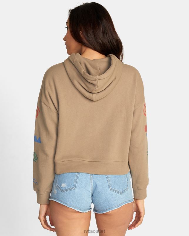 Clothing V84B1641 dark khaki RVCA Women Breeze Pullover Hoodie
