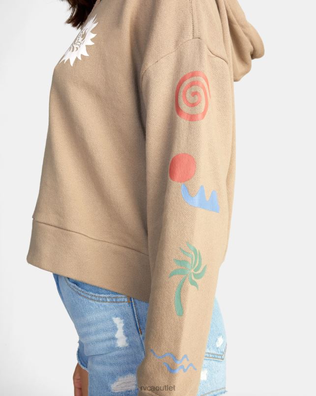 Clothing V84B1641 dark khaki RVCA Women Breeze Pullover Hoodie