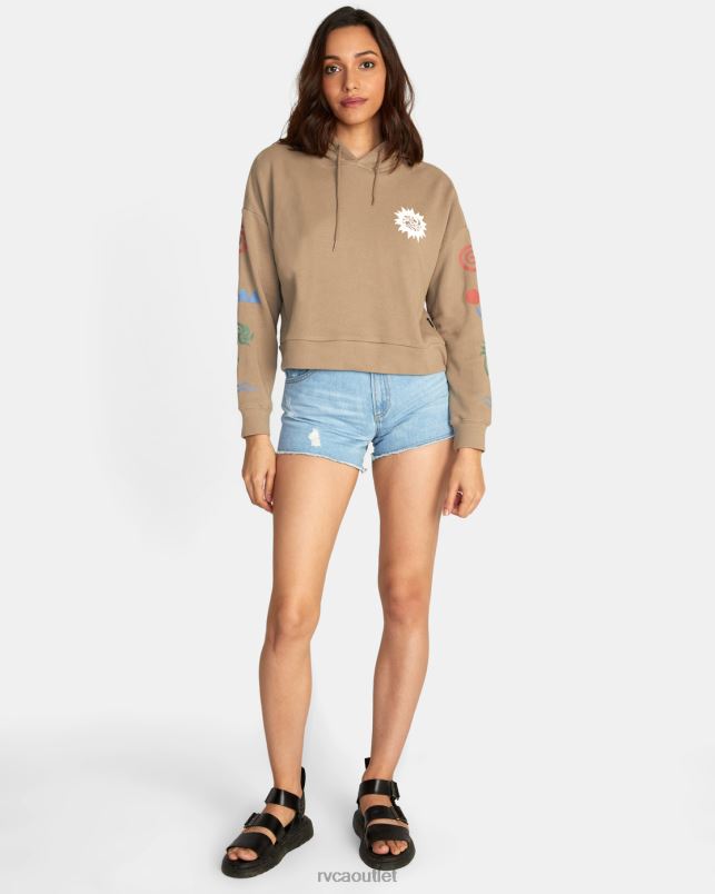 Clothing V84B1641 dark khaki RVCA Women Breeze Pullover Hoodie