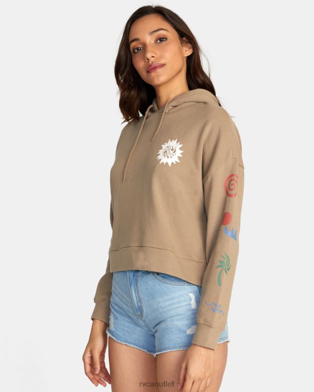 Clothing V84B1641 dark khaki RVCA Women Breeze Pullover Hoodie