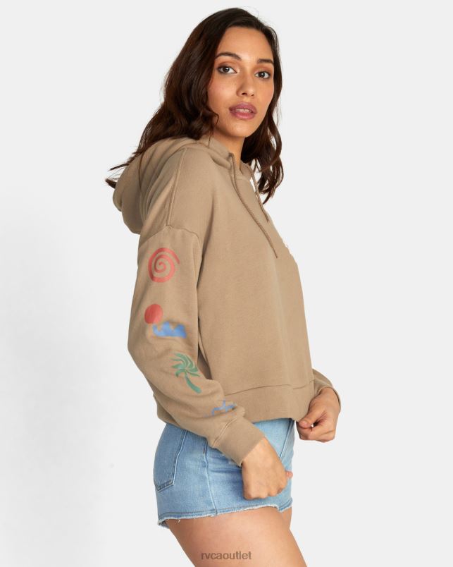 Clothing V84B1641 dark khaki RVCA Women Breeze Pullover Hoodie
