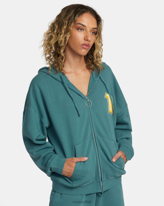 Clothing V84B233 teal RVCA Women Rose Machado Thrift Zip-Up Hoodie