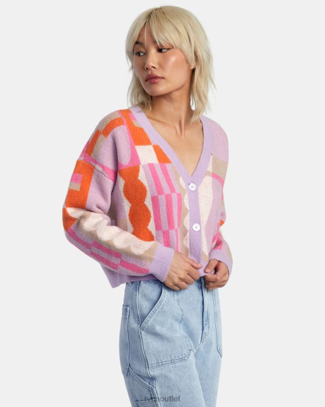 Clothing V84B317 lavender RVCA Women Jesse Brown Cardigan