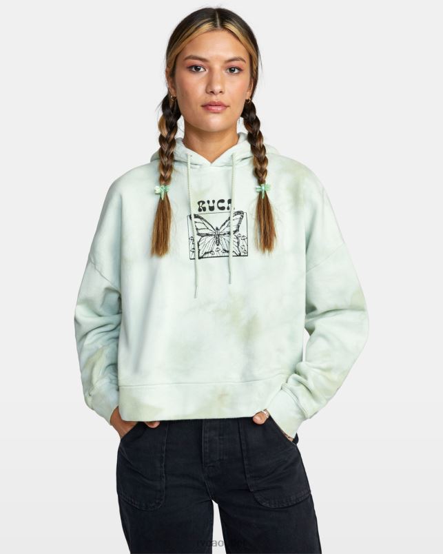 Clothing V84B1647 light green RVCA Women In The Air Venice Tie-Dye Hoodie