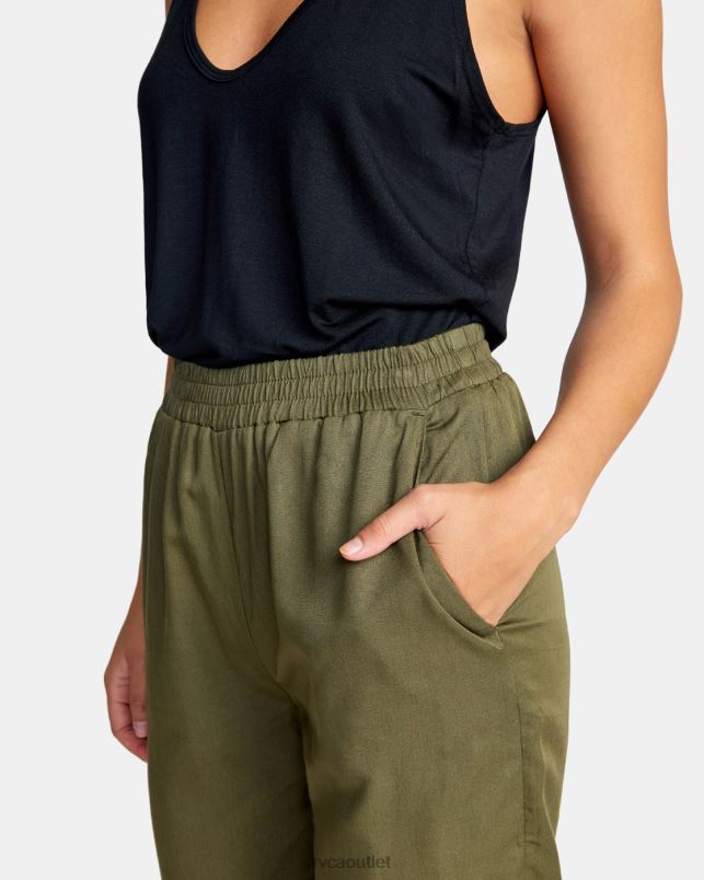 Clothing V84B1274 dark olive RVCA Women New Yume Beach Pants