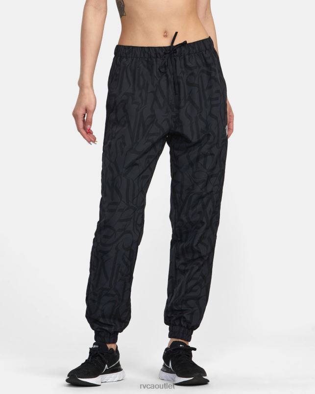 Clothing V84B1411 black RVCA Women Thug Rose Track Technical Joggers